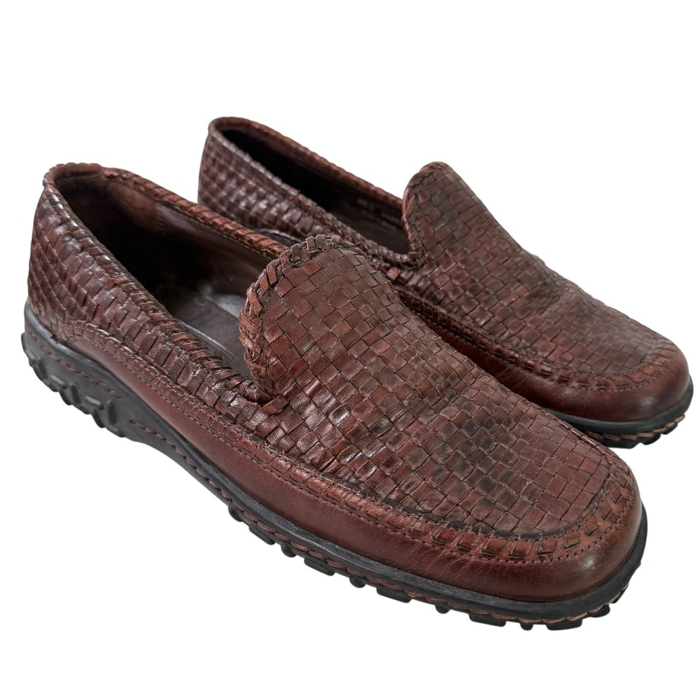 Vintage Cole Haan Woven Leather Loafers Brown Women's Size 7 B Made in Brazil